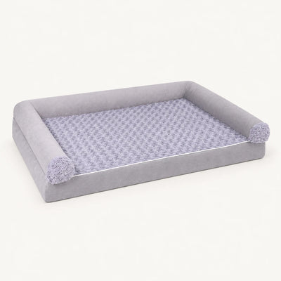 Panier carré mousse gris clair pour chien, vue studio | KALMO
