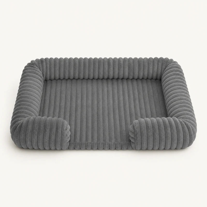Panier hiver gris foncé pour grand chien, vue studio | KALMO