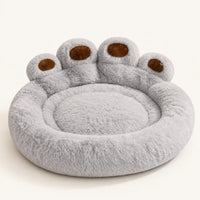 Panier rond cocooning gris pour chien en peluche douce, vue studio | KALMO