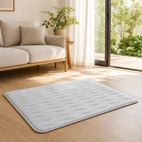 Tapis rafraîchissant chien gris posé dans un salon | KALMO