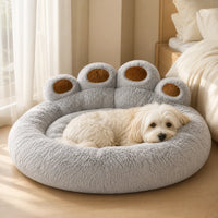 Bichon Havanais endormi dans un panier rond cocooning gris | KALMO