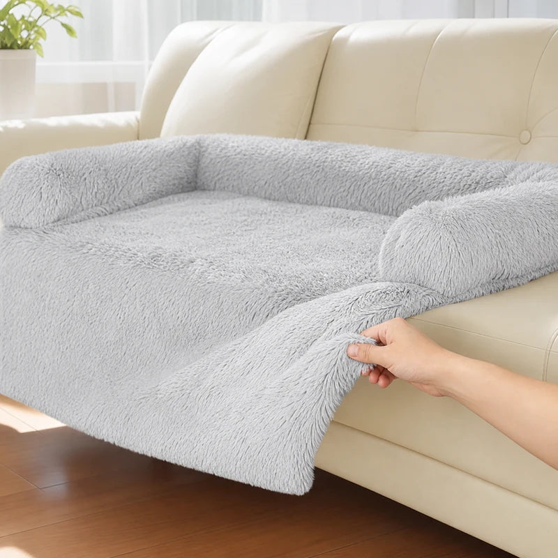 Couverture Canapé Peluche Chien - Gris Clair