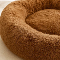 Détail de la peluche douce du panier rond chien gris | KALMO