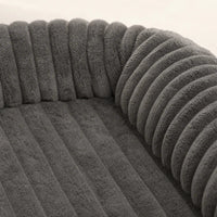 Détail du tissu velours côtelé du panier grand chien beige
