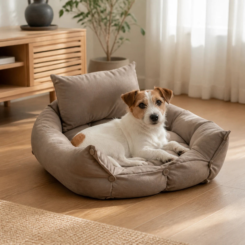 Jack Russell couché sur un tapis pliable pour chien | KALMO