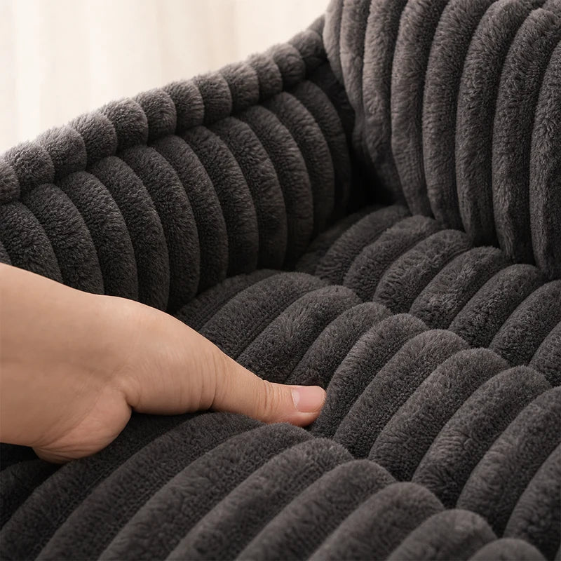 Texture peluche épaisse du canapé pour chien gris foncé | KALMO