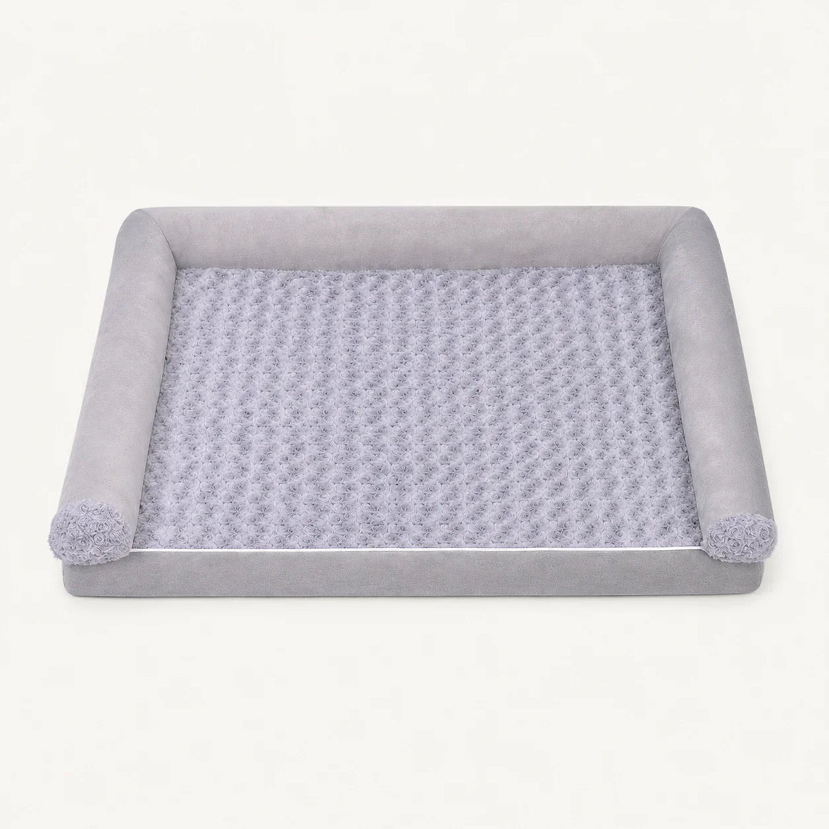 Panier orthopédique chien gris clair vu de dessus