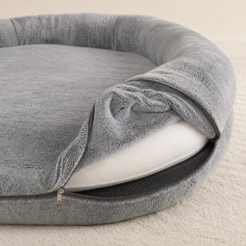 Housse amovible lavable du lit géant pour grand chien gris | KALMO