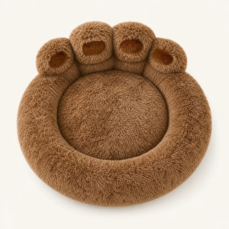 Vue de dessus du panier rond cocooning gris pour chien | KALMO