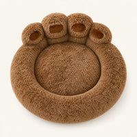 Vue de dessus du panier rond cocooning café pour chien | KALMO