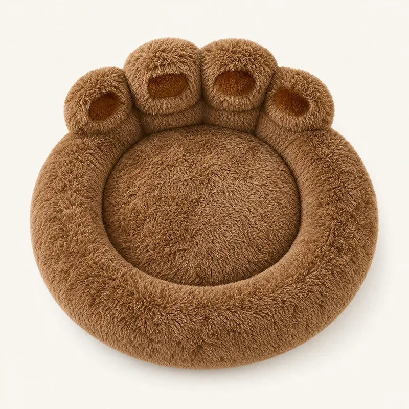 Vue de dessus du panier chien cocooning café