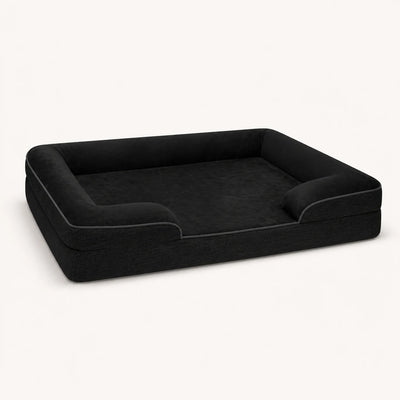 Panier mémoire de forme noir pour chien, vue studio | KALMO
