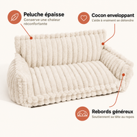 Canapé chien cocooning en peluche épaisse avec rebords généreux