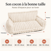 Guide des tailles du canapé chien cocooning en peluche