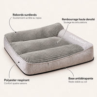 Lit orthopédique pour chien gris GOODNIGHT, rebords surélevés et base antidérapante