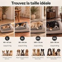 Guide des tailles du lit orthopédique pour chien gris GOODNIGHT, de L à 3XL