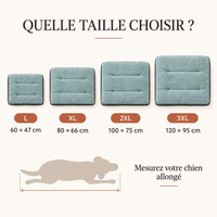 Guide des dimensions du matelas chien douillet vert sauge