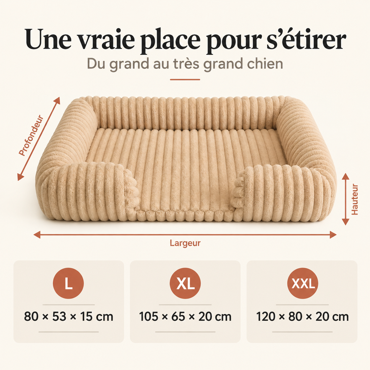 Guide des dimensions du panier grand chien hiver