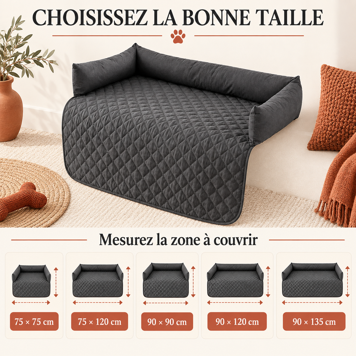 Guide des cinq dimensions de la protection de canapé imperméable
